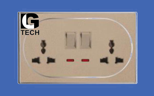 Ổ điện âm tương có công tắc và đèn báo led LGTECH OD2CT2