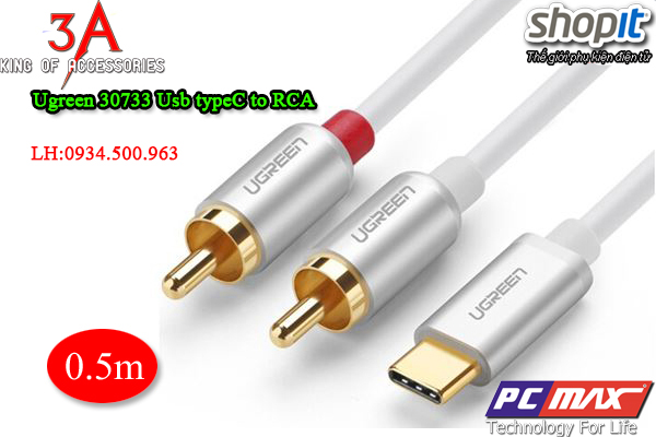  Cáp chuyển đổi USB Type C 3.1 sang RCA dài 0,5M cao cấp Ugreen 3073