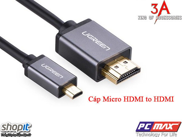 Cáp Micro HDMI sang HDMI Gold dài 2m cao cấp chính hãng Ugreen 10119 