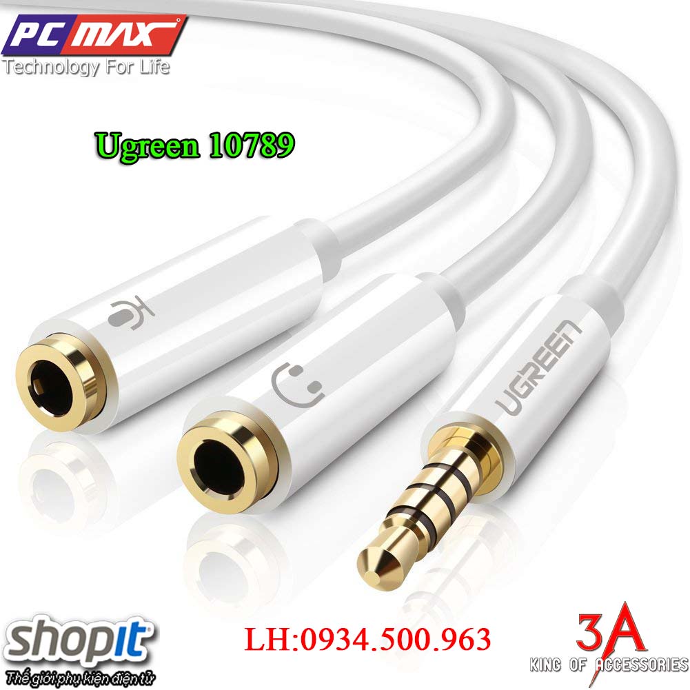  Dây chuyển đổi  Audio 3.5mm sang 2 đầu Audio 3,5mm chính hãng Ugreen 10789