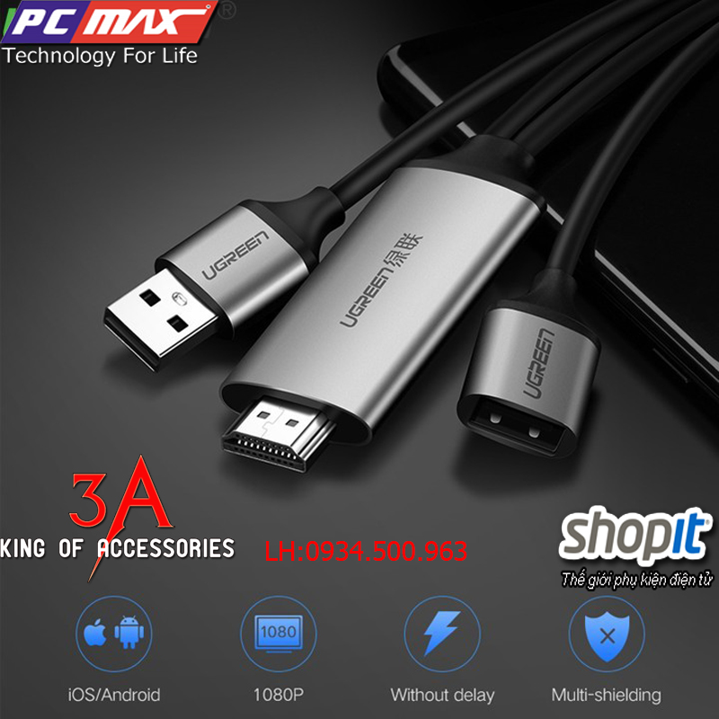  Cáp Chuyển Đổi USB to HDMI dài 1.5m chính hãng Ugreen 50291