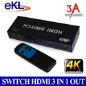 Bộ gộp hdmi 3 in 1 out hỗ trợ 4k x 2k chính hãng EKL-31HN