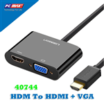 Cáp chuyển đổi HDMI sang HDMI/VGA + Audio 3.5mm Ugreen 40744 Nguồn Micro USB
