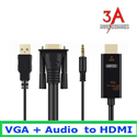 Cáp chuyển đổi vga + audio sang hdmi cao cấp chính hãng Unitek Y-8703
