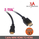 Cáp chuyển mini HDMI to HDMI dài 2 mét - chính hãng Z-TEK CZ136A