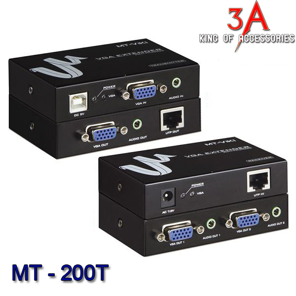 Lan to VGA Bộ khuếch đại VGA và Audio 200m chính hãng MT-Viki MT-200T